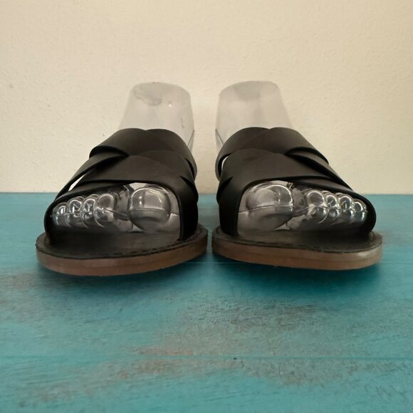 Madewell The Boardwalk Black Leather Slide Sandal Slip-On Size 6.5 - Picture 3 of 10